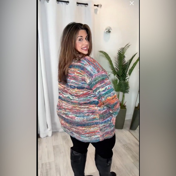 Plus Multi Color Open Cardigan - Picture 2 of 2